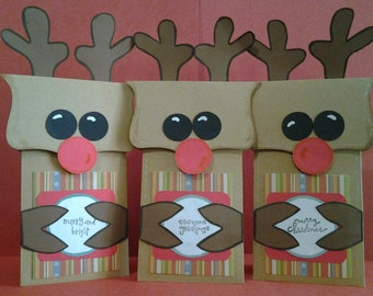 Set of 3 Christmas Reindeer Gift Card Holder