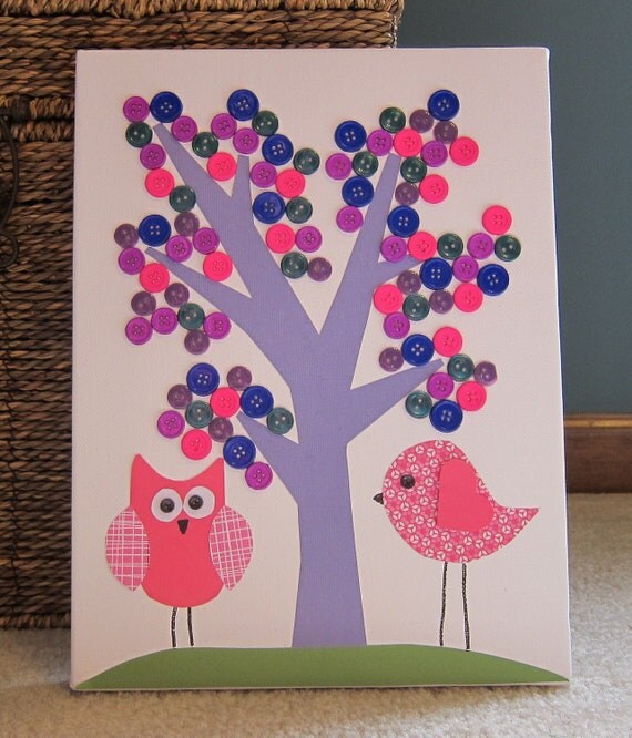 Items similar to Children's Room Canvas Art, Nursery decor, 9X12, owl ...