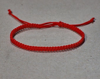 Tiny Red Kabbalah macrame bracelet - modern red bracelet