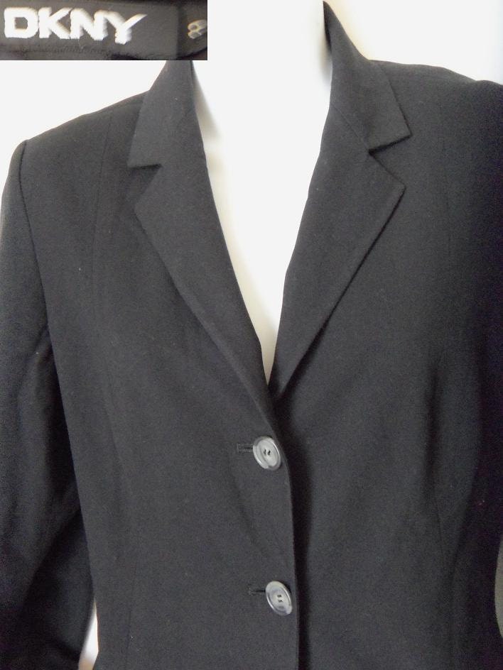 1990s DKNY Black High Fashion Regency Jacket Size 8