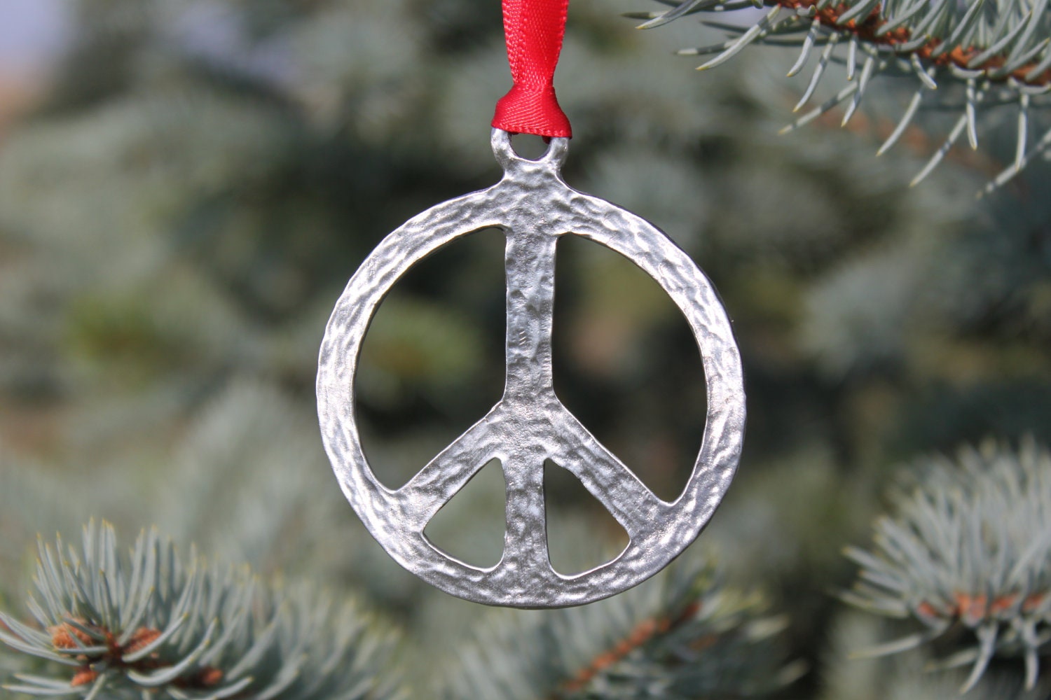 LeadFree Pewter Peace Sign Ornament Made in Michigan gift