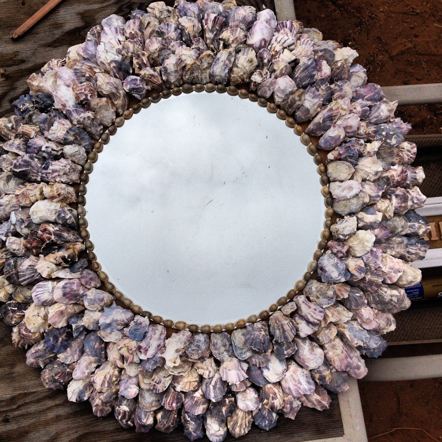 Round Oyster Shell Mirror