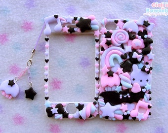 Kawaii Decoden Case Pastel Goth, Spooky fairyland Super cute kawaii full body front back case iphone 4/5/5s/6/6s/7/6&7plus Galaxy s6 s7 s8