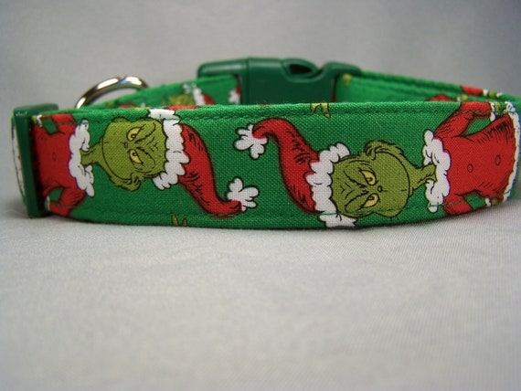 Green Mr. Grinch Dog Collar