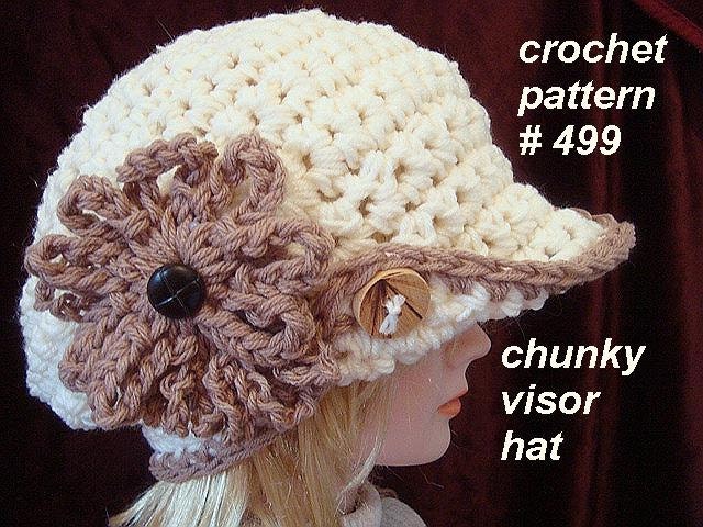 crochet pattern hat visor chunky style by HatAndScarfPatterns