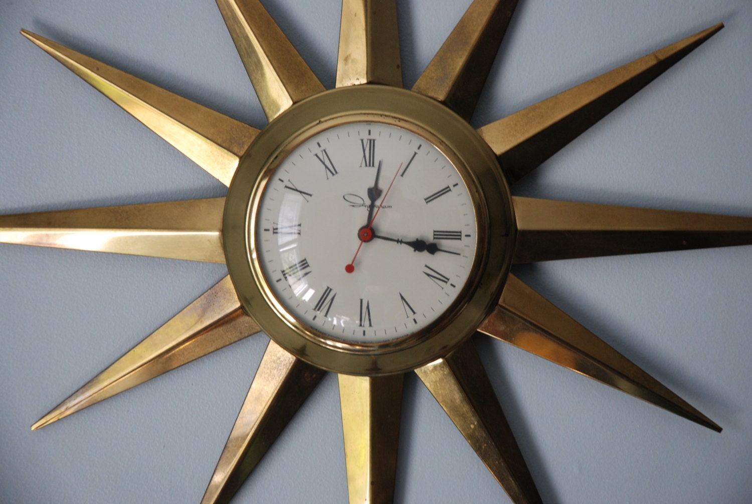Vintage Sunburst Starburst Clock Mid Century Modern