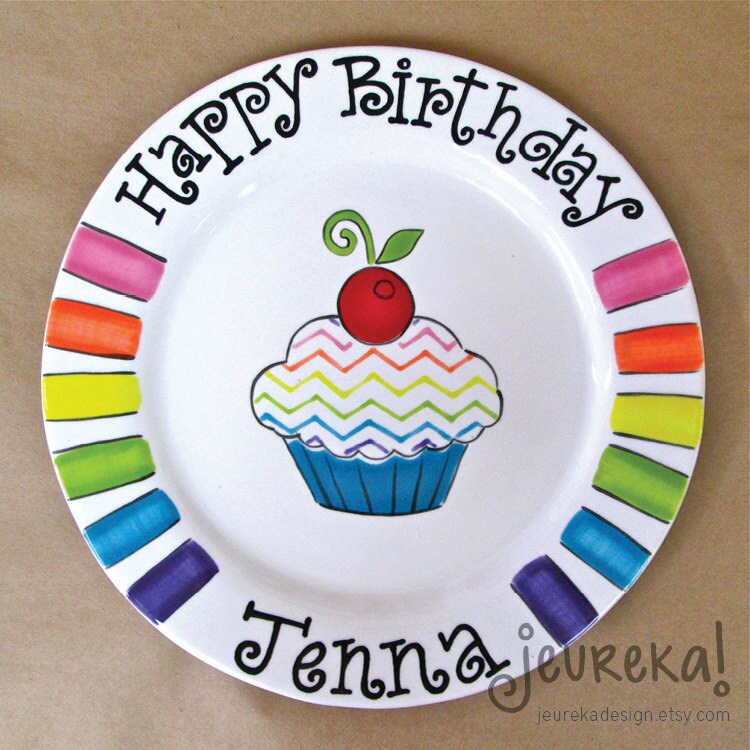 rainbow chevron cupcake birthday plate large ceramic rainbow chevron cupcake birthday plate large ceramic