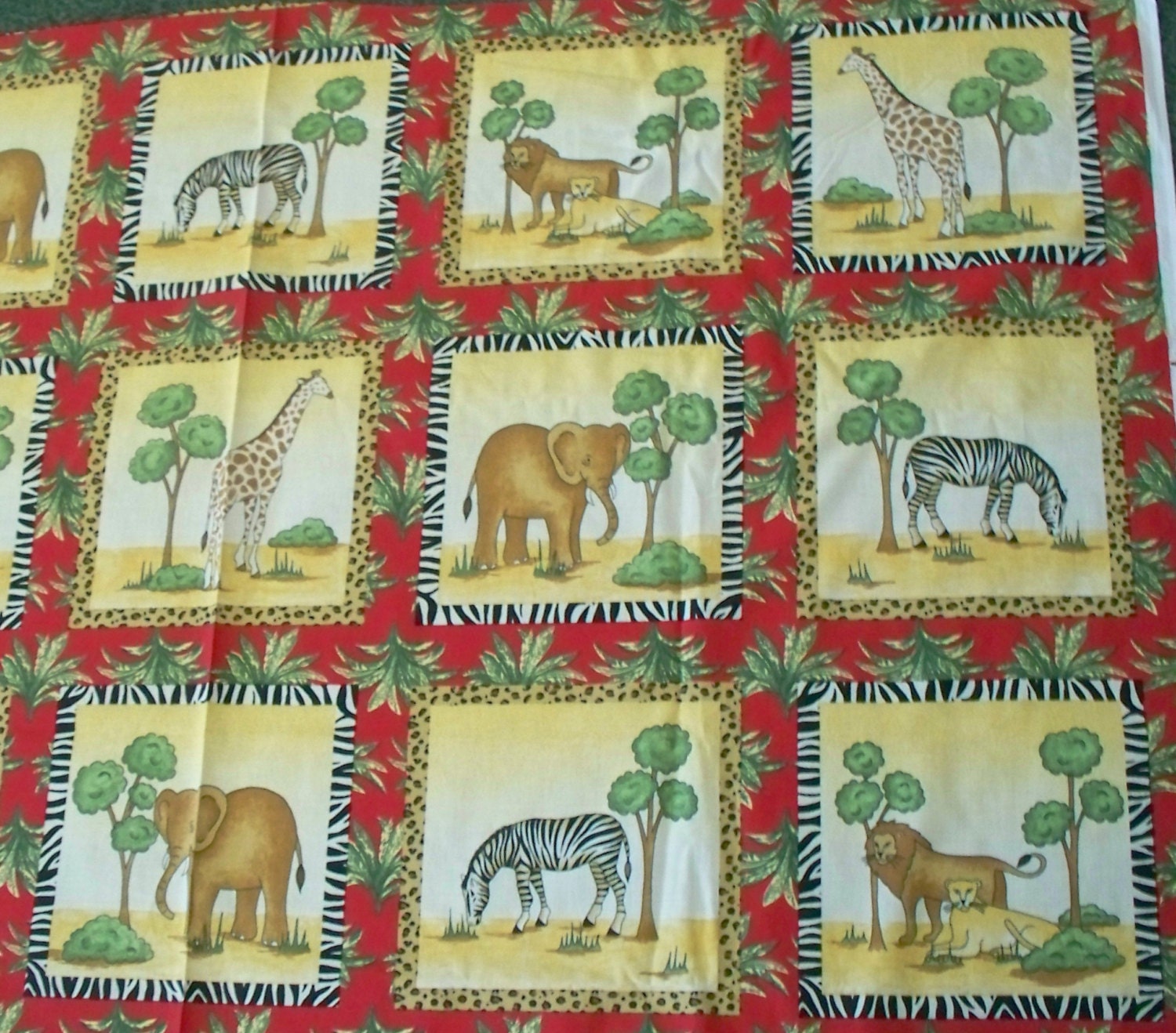 Vintage Fabric Panel Animal Kingdom Fabric Panel by StillVintage