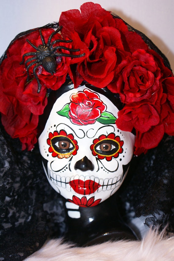 Dia de los Muertos Lady head bust by Deadlycreations1 on Etsy