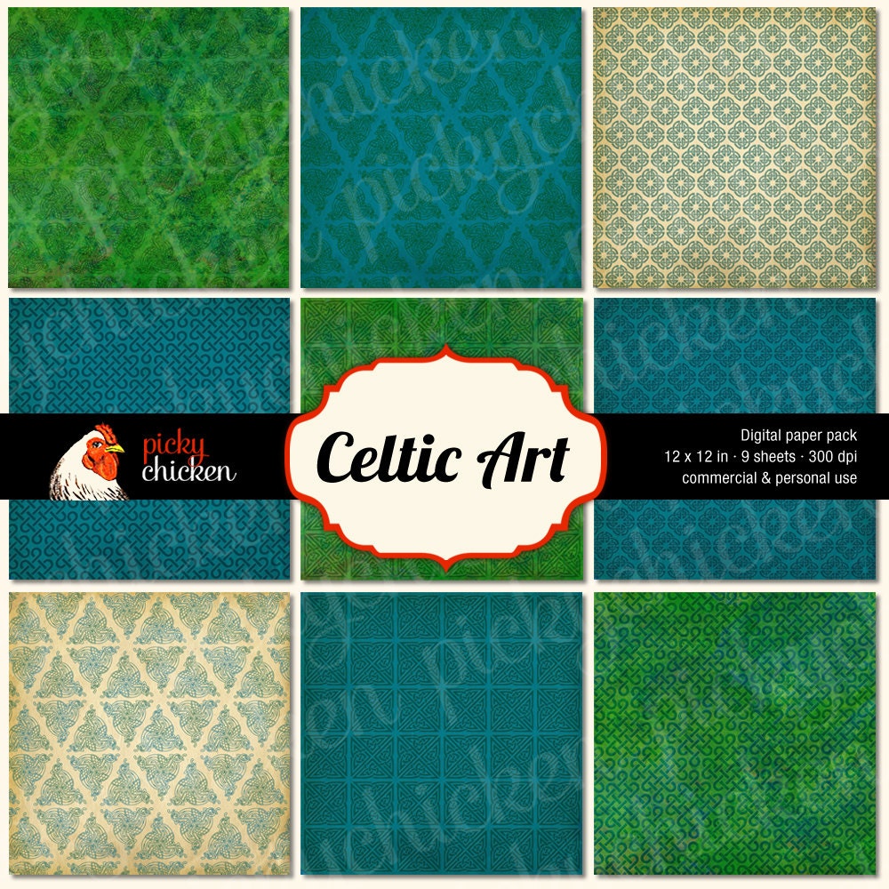 Celtic Art Digital Scrapbook Paper Celtic Knotwork Irish