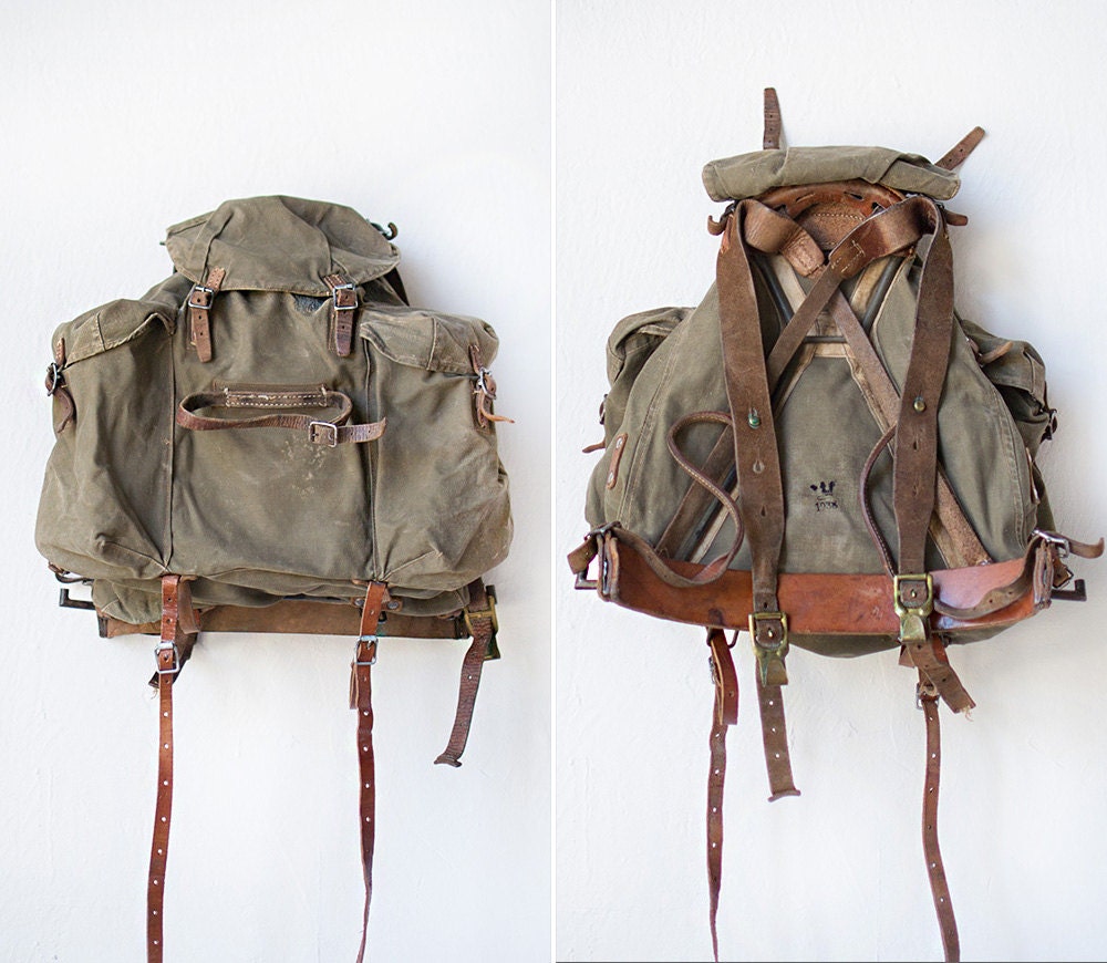 Vintage Army Backpack Rucksack | IUCN Water