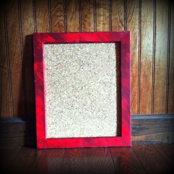 Hand Painted Wooden Framed Cork Board Red Crimson