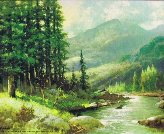 Mountain Stream By Robert Wood 1960s Canvas by HistoryOnPaper