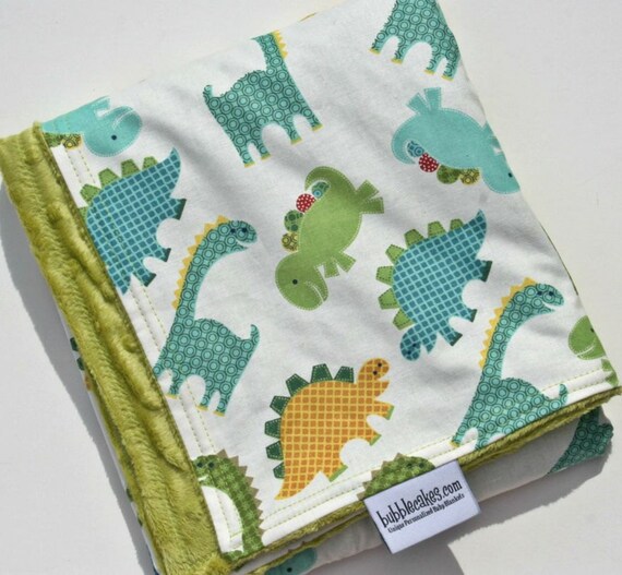 Dinosaur Baby Blanket Minky Baby Blanket Baby by bubblecakes