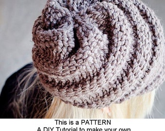 Instant Download Knitting Pattern - Knit Hat Pattern for Swirl Beanie Hat With and Without Visor - Knit Beanie Pattern Womens Accessories