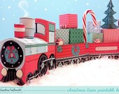 christmas train set - favor box and party centerpiece, holds candy canes, small gifts, cupcakes - printable PDF kit - INSTANT download Il_170x135