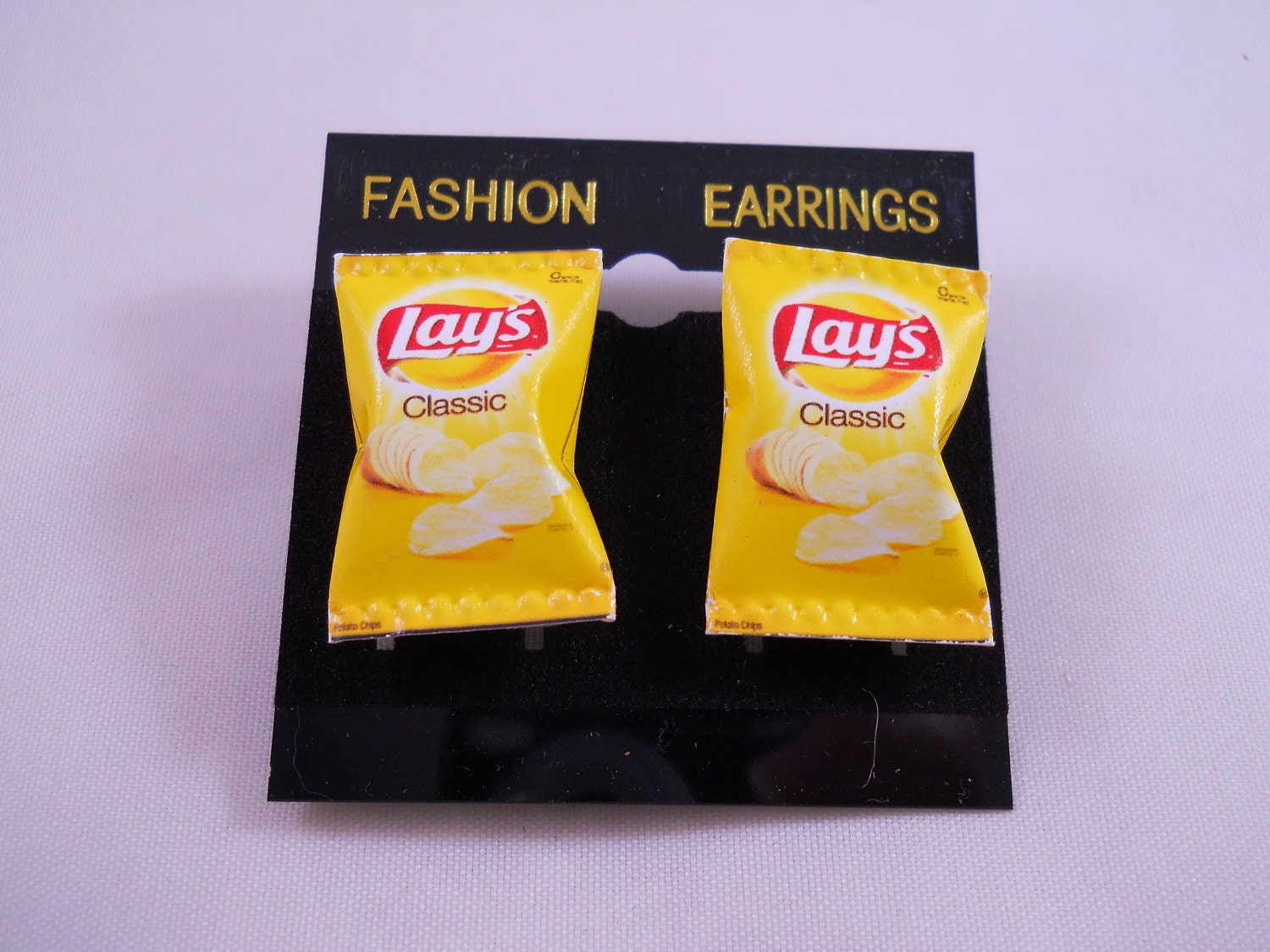 Lay's Potato Chip Bag Earrings 3cm pierced