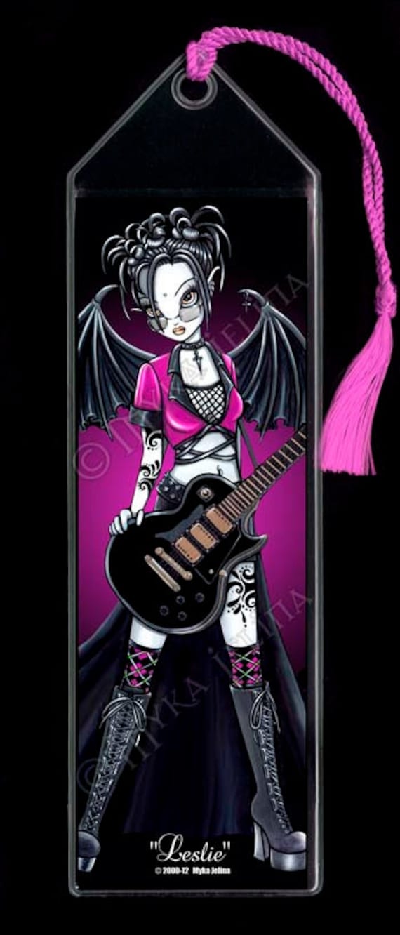 leslie black beauty guitar gothic fairy bookmark