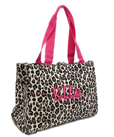 Diaper Bag Personalized Leopard Hot Pink Monogrammed Baby Tote