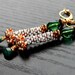 Emerald , Green Amber Quartz, seedbeads,czech glass and gold earrings - marbled white gold green and fiery orange - The Temple of Poseidon