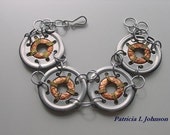 Handmade Artisan Mixed Metals Link Bracelet. Copper Aluminum Brass. 8in.  Made to Order.