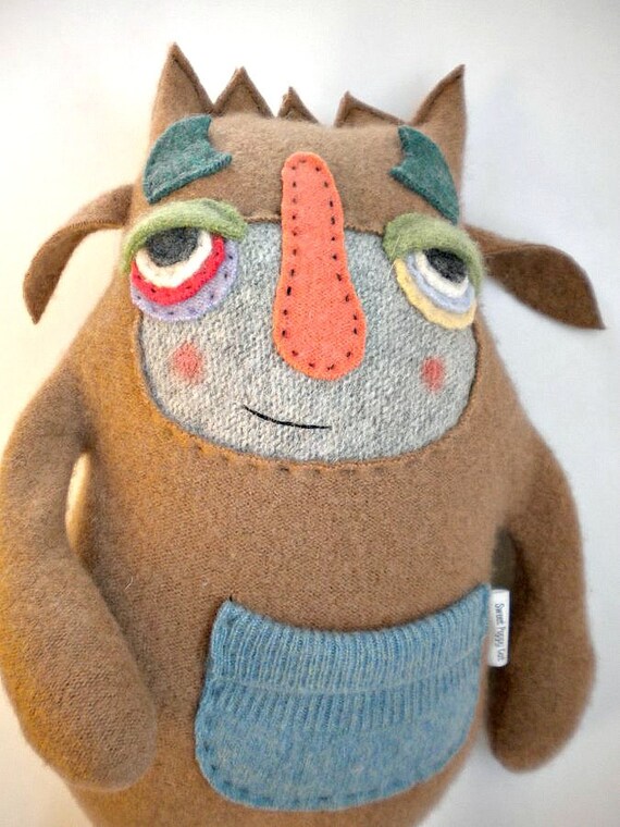 Cashmere Sweater Monster Stuffed Animal Repurposed Upcycled