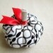 Black and White Geometric Print Fabric Pumpkin Pincushion