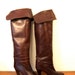Resreved for Karen - Vintage Foxy 70s Knee High Boots Leather Mahogany Brown High Heel 1970s NINA Bohemian Tall Riding Boots Size 5.5