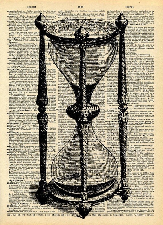 vintage old book print hour glass victorian print upcycled vintage old book print hour glass victorian print upcycled