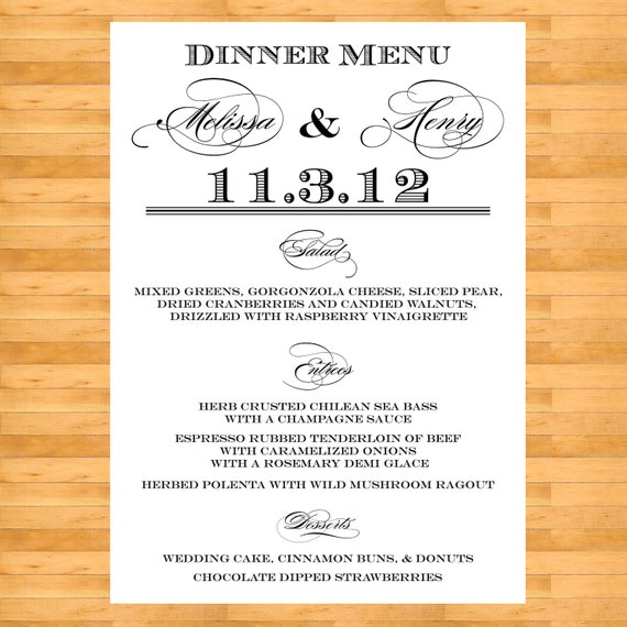 Items similar to Wedding Menus - Wedding Menu Cards - Menu