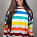 Ocean Pacific Vintage 80s Rainbow Striped Oversized Surf Crew Sweater