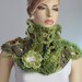Reserved Chunky Crochet Scarf - Crochet Cowl Capelet - Boho Chic / Neck Warmer / Freeform / Flower brooch