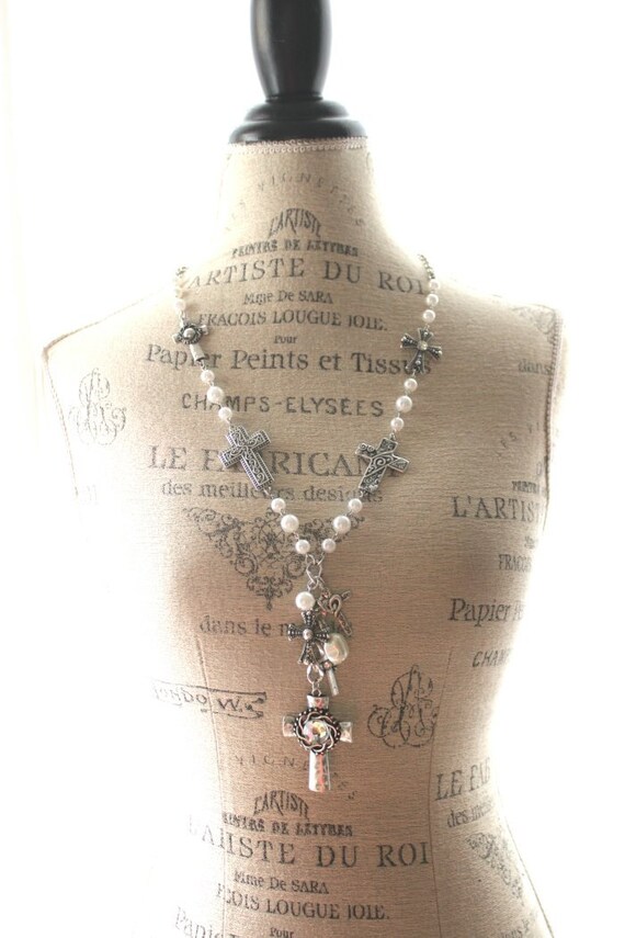 cross glam, cowgirl cross long Long  gypsy funky  jewelry, charms necklace, gypsy charm