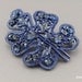 Vintage Brooch Abstract Leaf Blue Rhinestone & Enamel