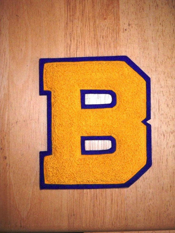 Vintage Large Varsity Sweater Letter B Royal Blue And Golden