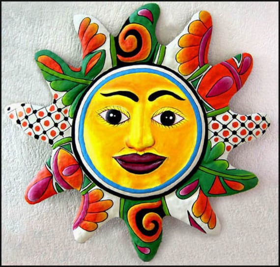 Sun 17 Hand Painted Metal Sun Wall Hanging by TropicAccents