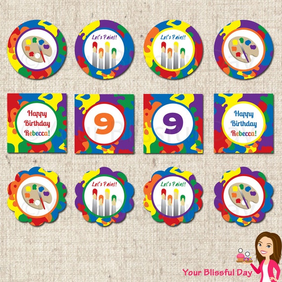 PRINTABLE Painting Party Circles (Personalized) Il_570xn