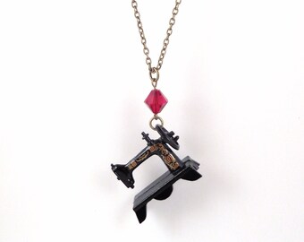 Sewing Machine Necklace (Red)