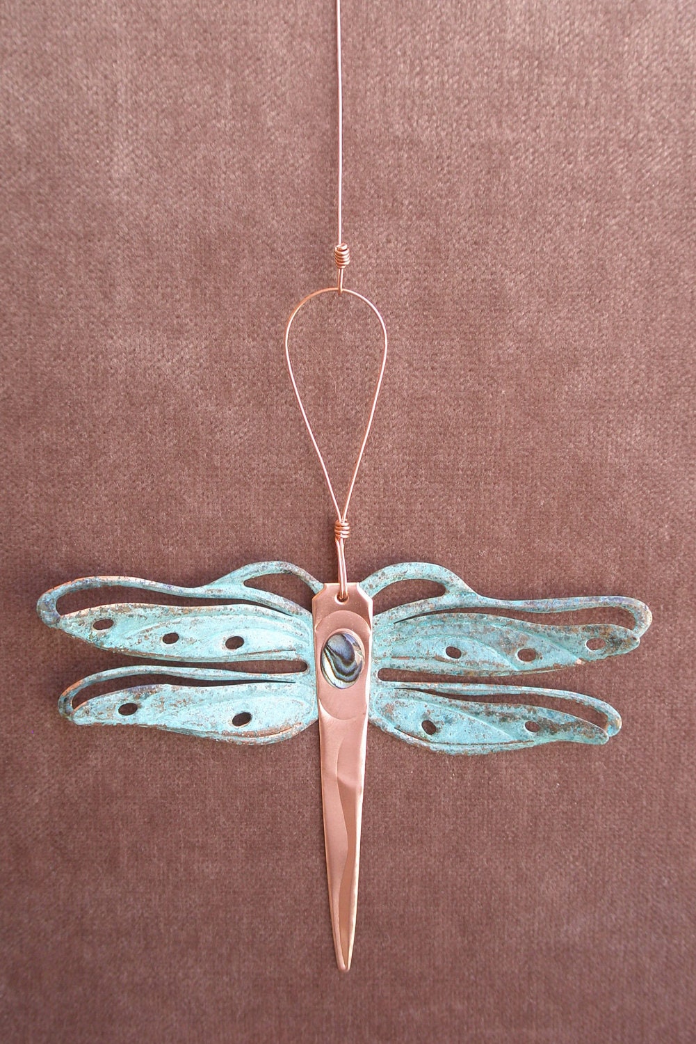 DRAGONFLY Copper Verdigris Ornament - Handcrafted in The Copper State (Arizona USA)