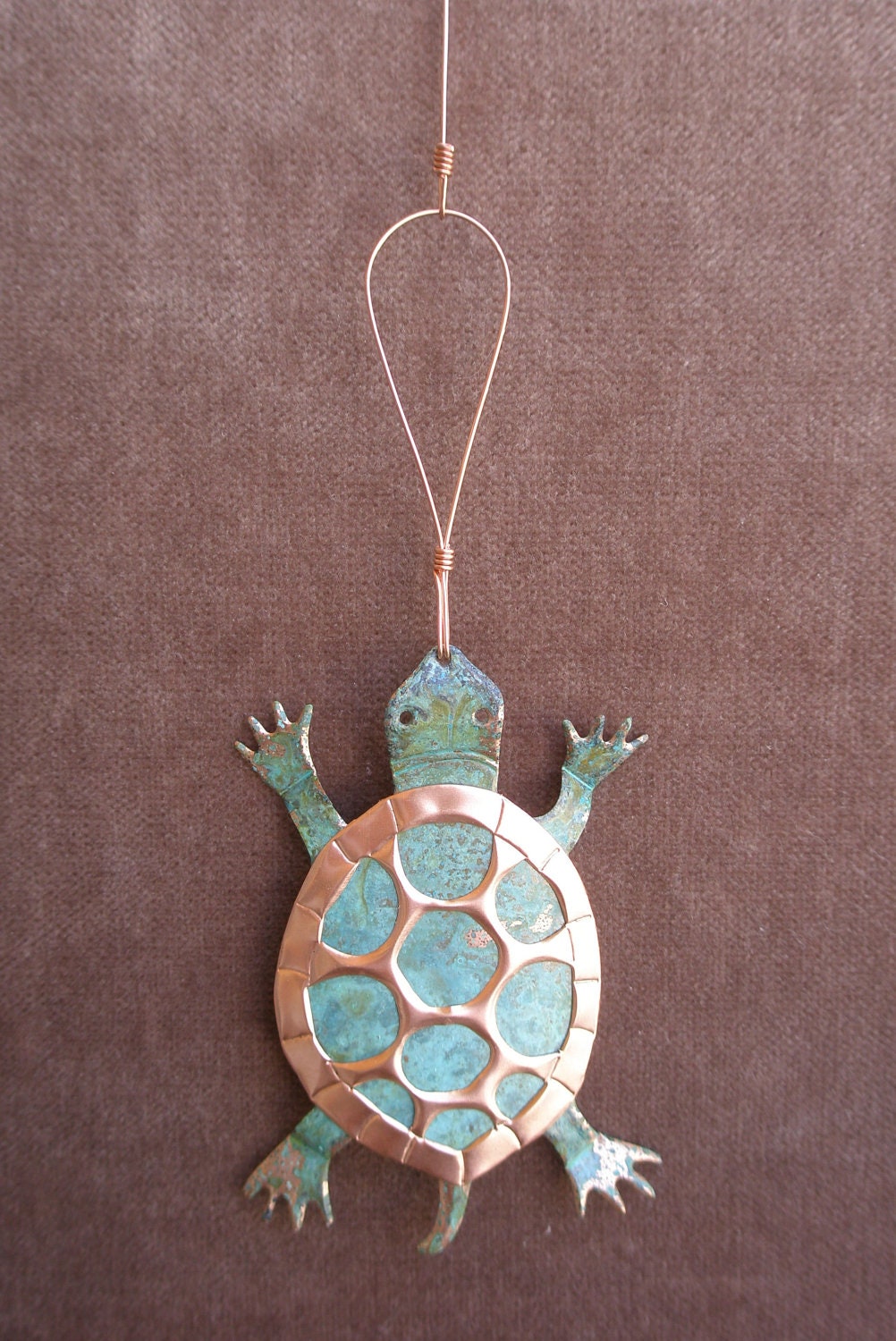 TURTLE / TORTOISE Copper Verdigris Ornament - Handcrafted in The Copper State (Arizona USA)