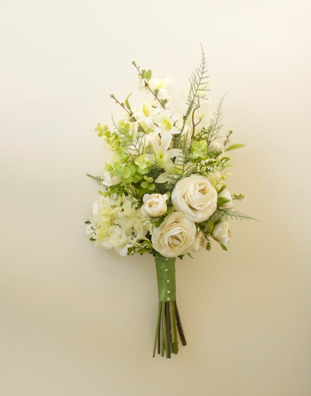 Green and White Forest Wedding Bouquet Woodland Wedding