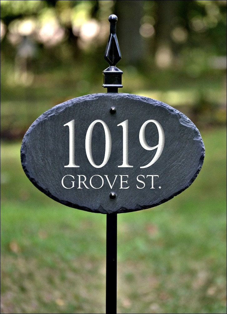 name letter sign Lawn / SLATE with ADDRESS Carved Numbers Sign Yard MARKER