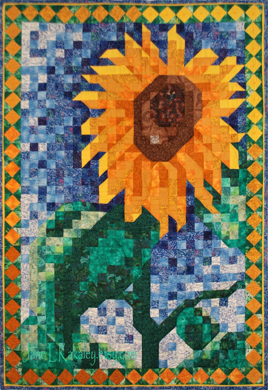 art quilt pattern sunflower mosaic quilt pattern pdf