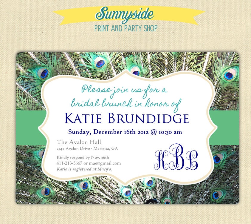 Peacock Bridal Shower Invitations 1