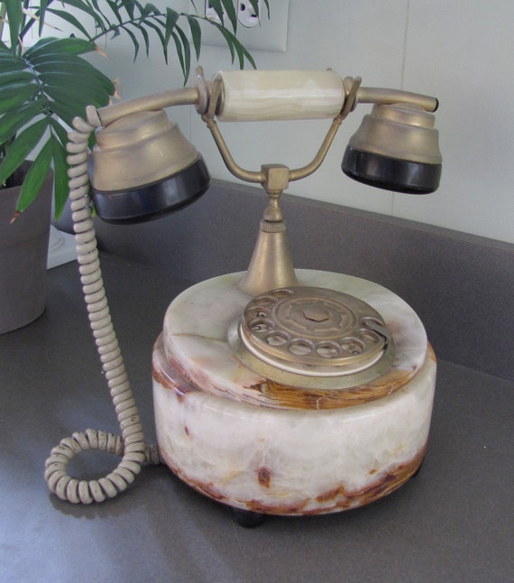 Vintage art deco Italian marble rotary telephone