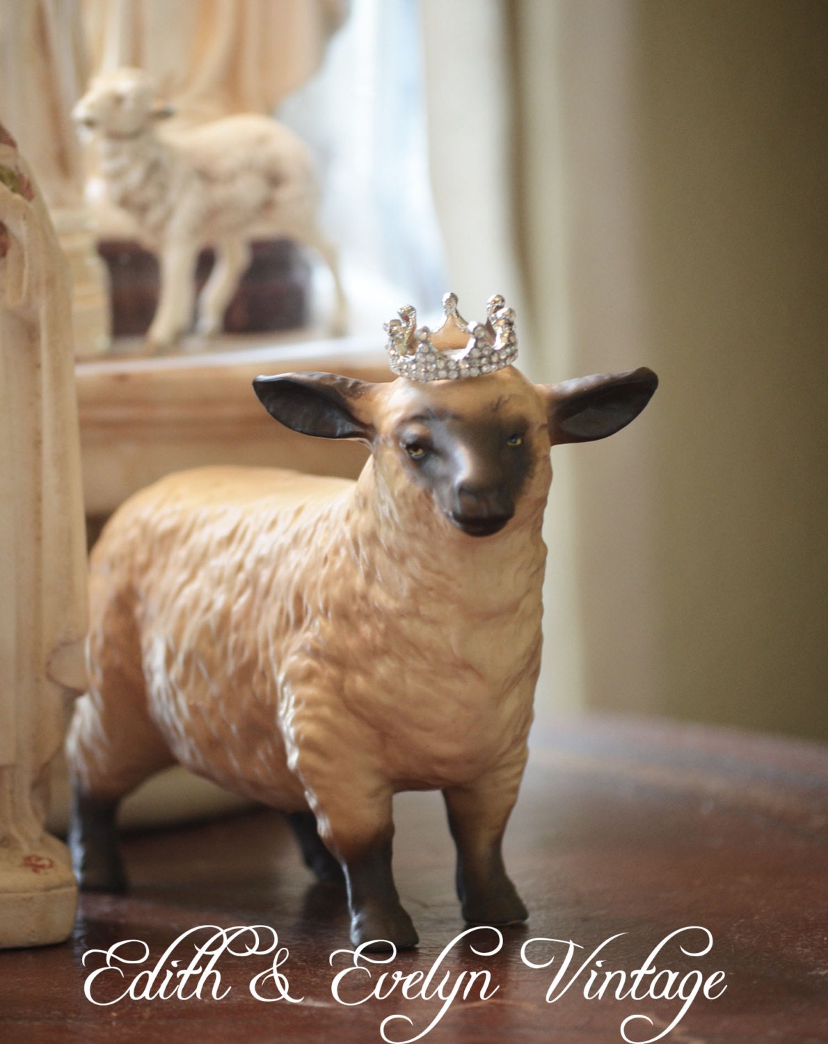 Vintage Lefton Sheep Porcelain Figurine Statue by edithandevelyn