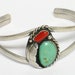 Sterling Turquoise Bracelet w Red Coral NAVAJO MADE Cuff