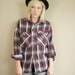 Burgundy & Dark Green Button Down Flannel Shirt