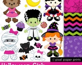 Halloween Girls - Halloween clipart - Clip art and Digital paper set Il_170x135