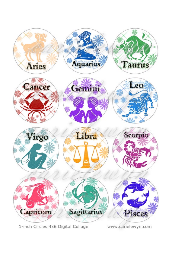 Horoscope Signs Bottlecap Images / Zodiac Astrology